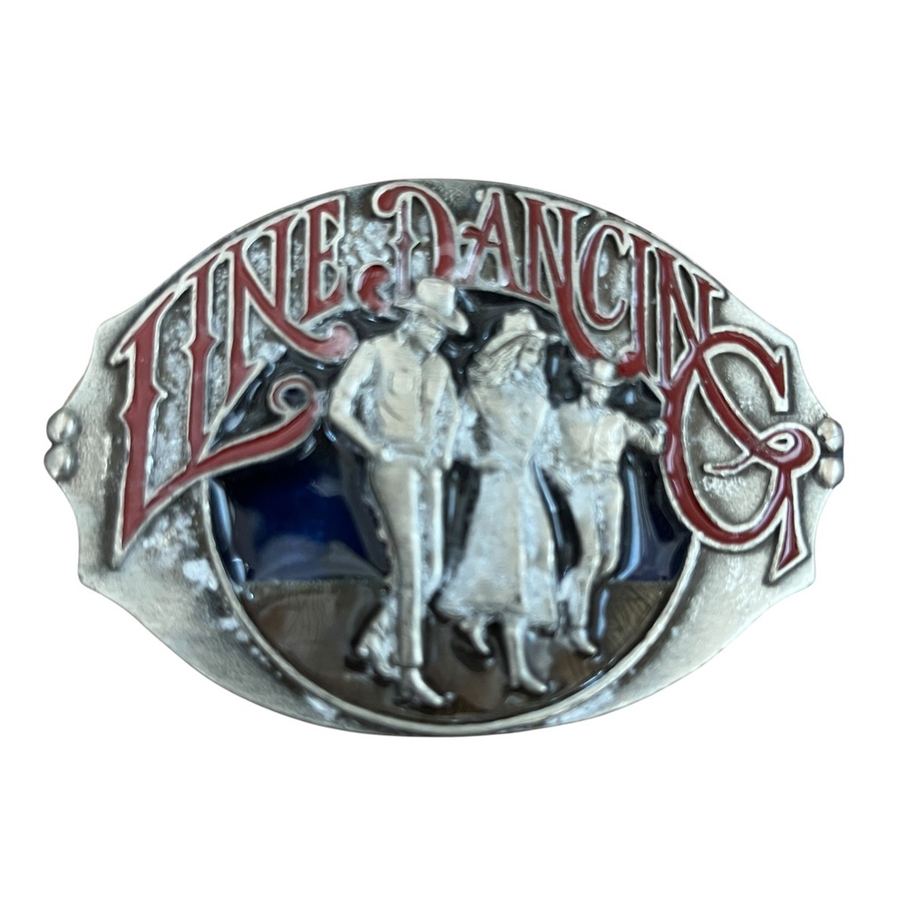 Buckles of America Line Dancing Belt Buckle Masterpiece Collection Silver Red